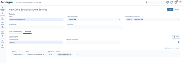 Data Sourcing Agent Config