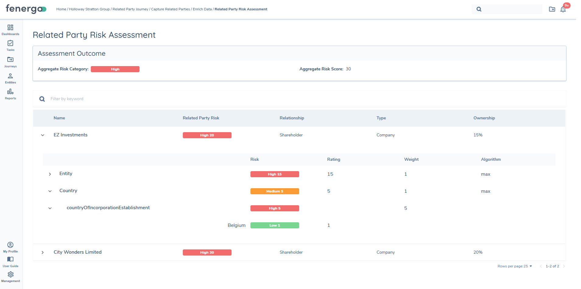 Related Party Risk User Interface
