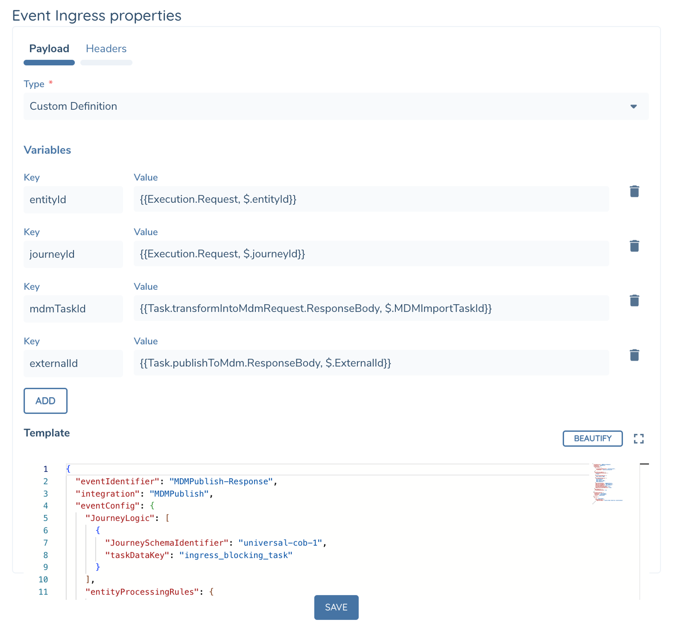 Event Ingress Task Options