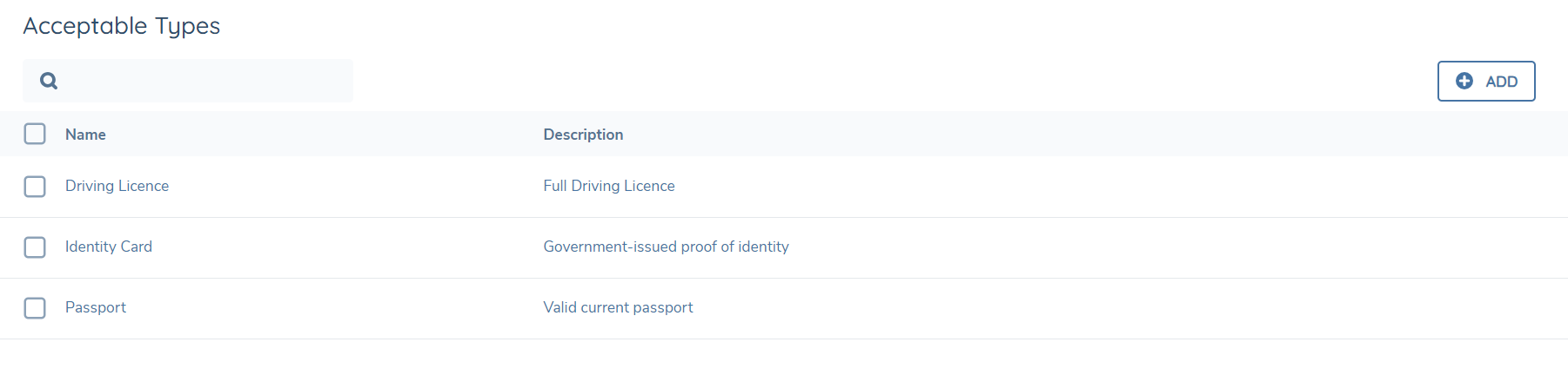 Acceptable Types Saved