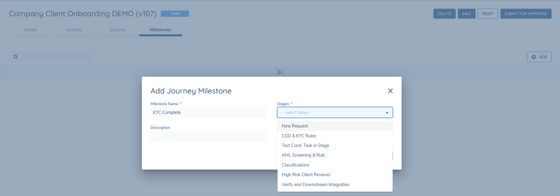Milestones - all Stages