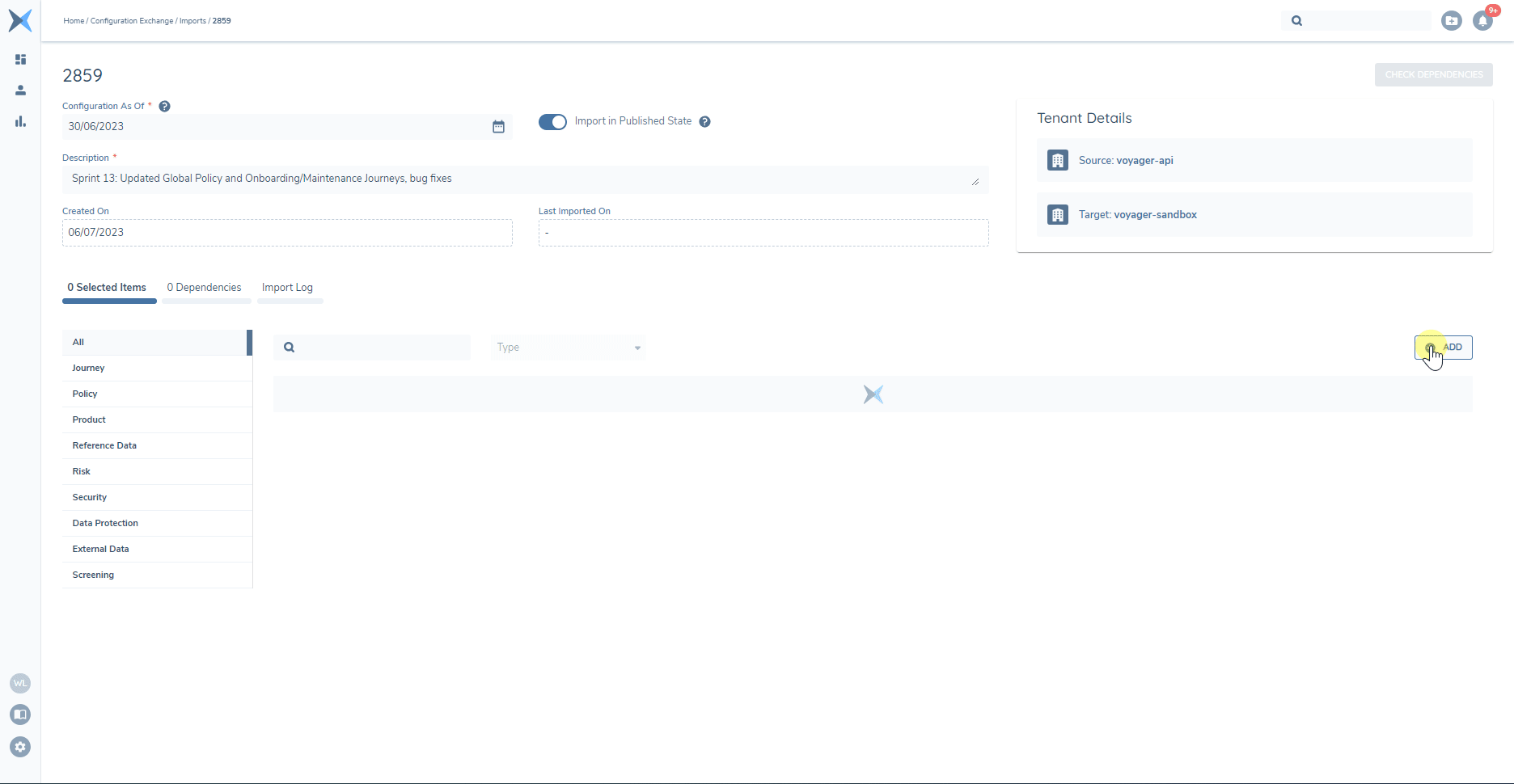Configuration Exchange BulkSelection