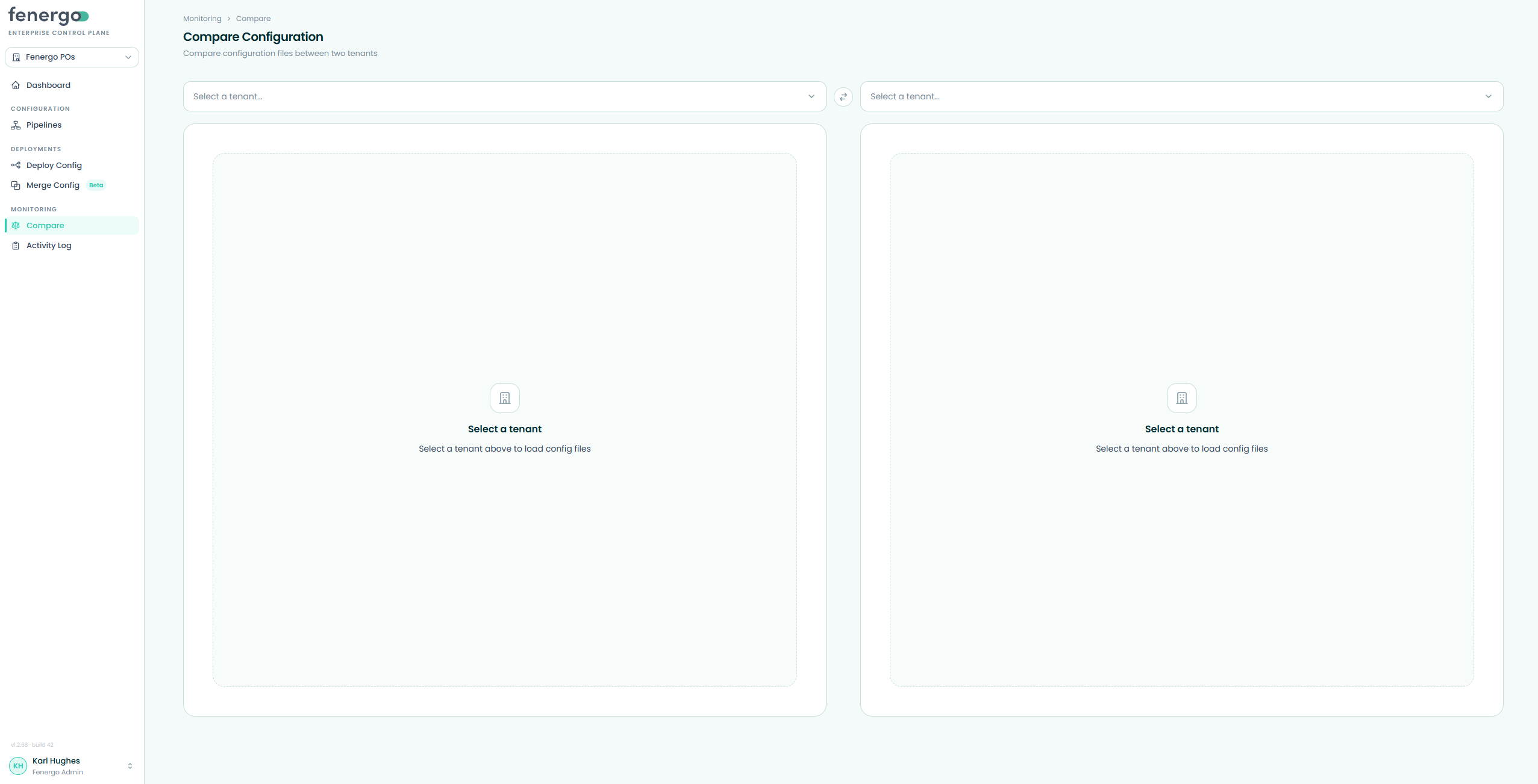 Compare — selecting two tenants