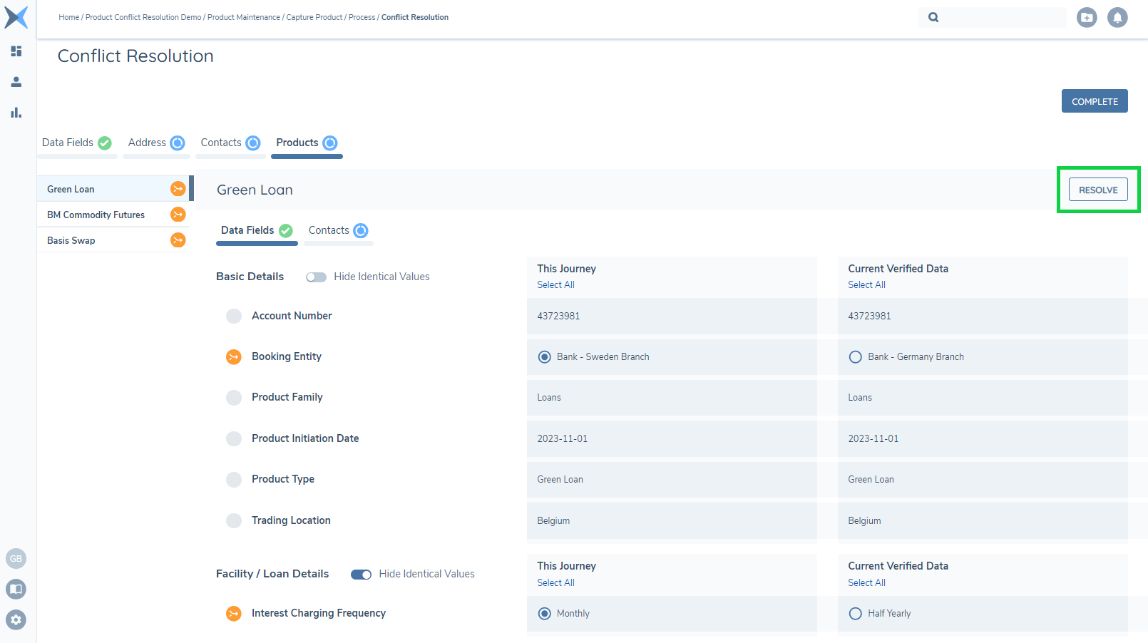 Product Conflicts Shown in Task