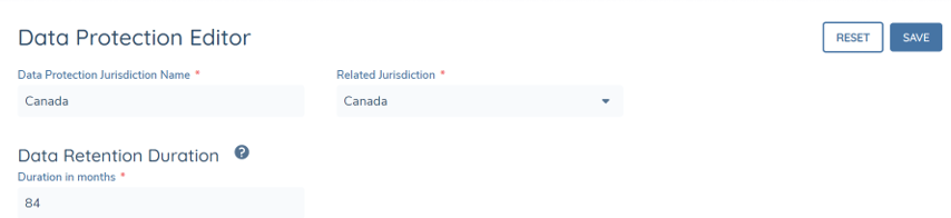 Data Protection Regime Configuration