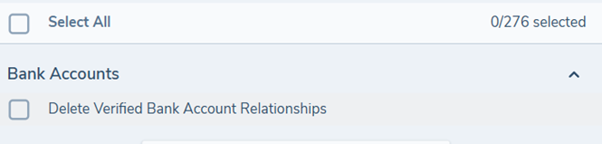 Delete Bank Accounts Config
