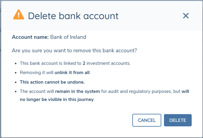 Delete Bank Account Modal