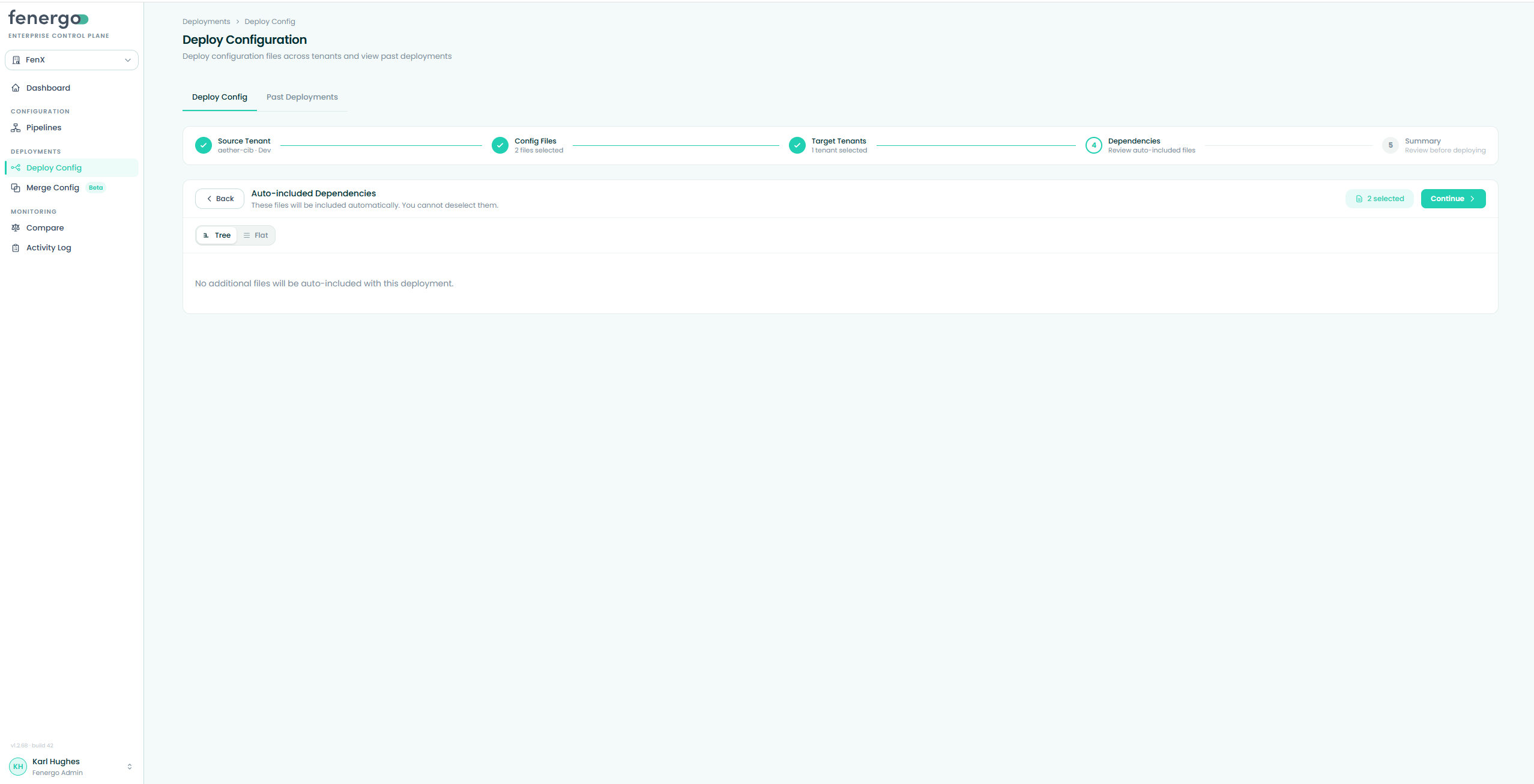 Deploy Config — Step 4: reviewing dependencies