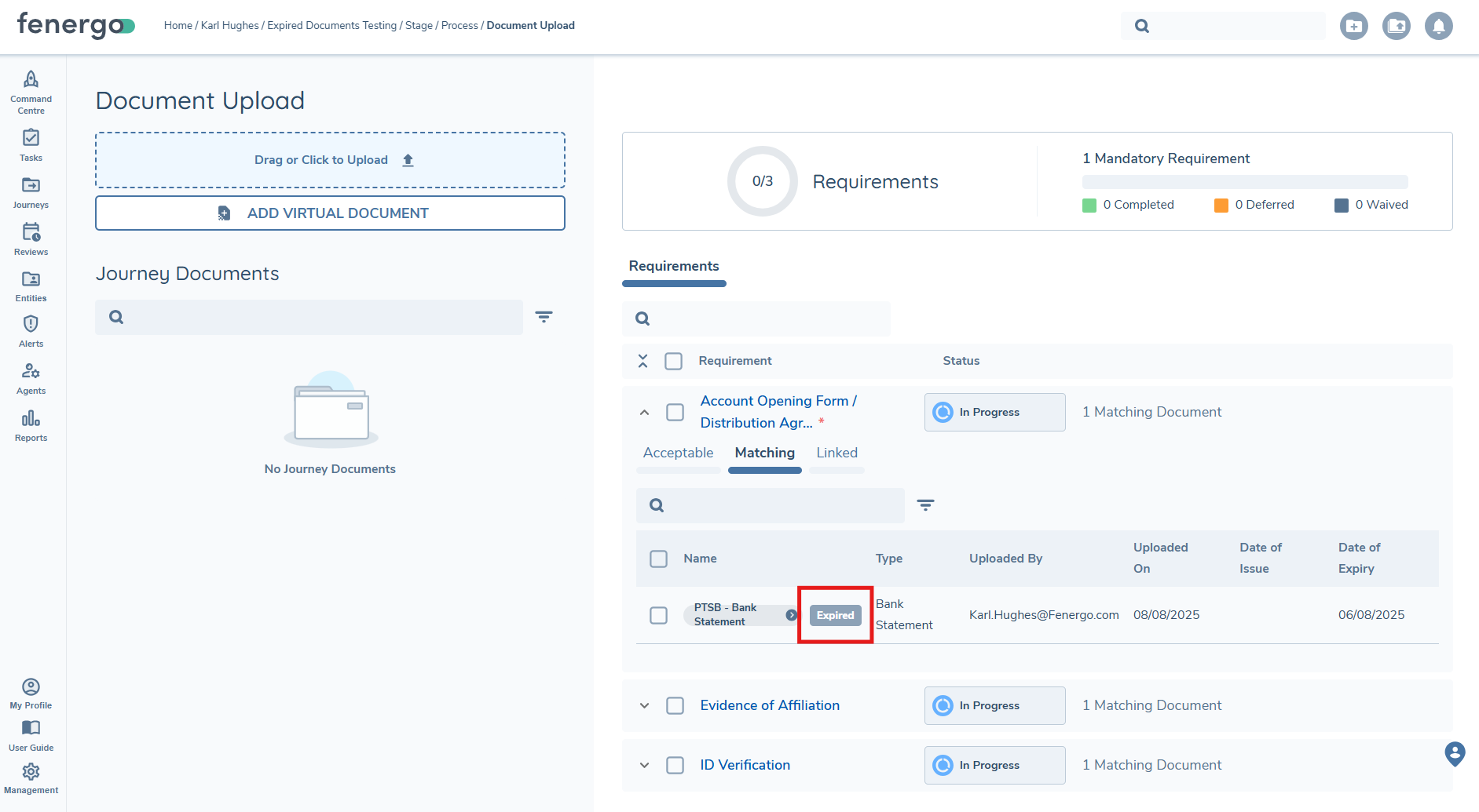 Screen for Prevented persistence of Expired Documents in Documents V2