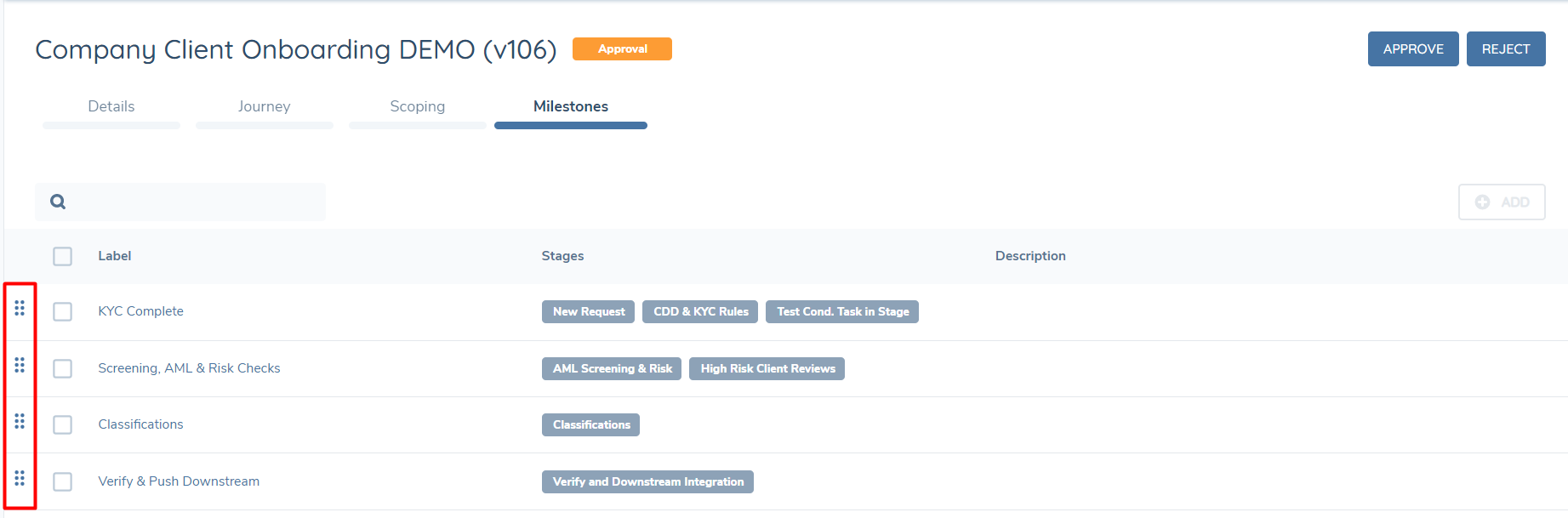 Milestones - Drag and Drop