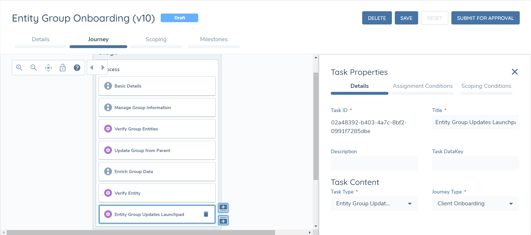 Entity Group Updates Launchpad - JB View