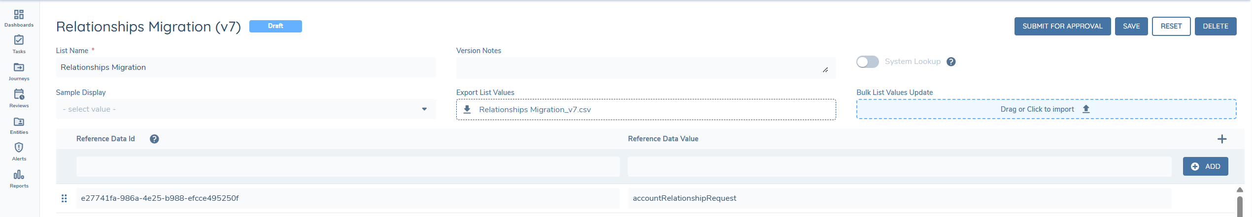 Relationship dropdown