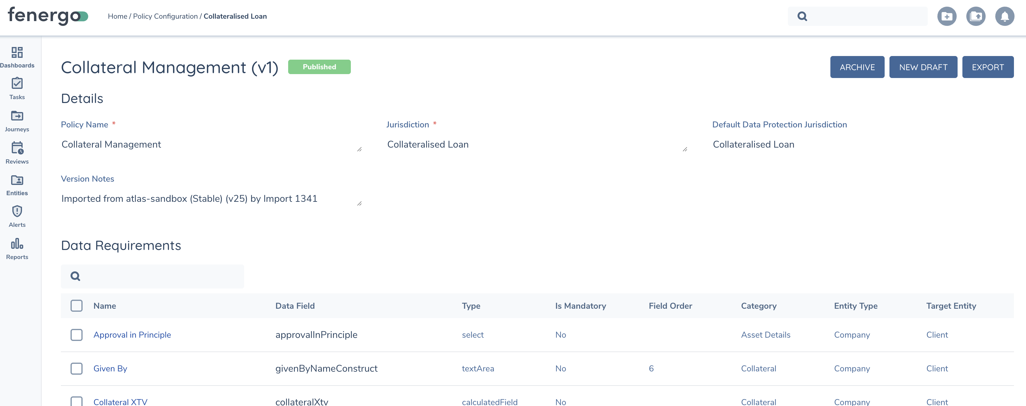 Export Policy Button