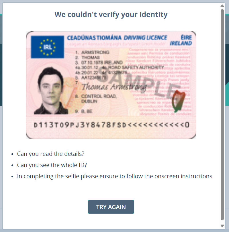 ID&amp;V Portal Retry