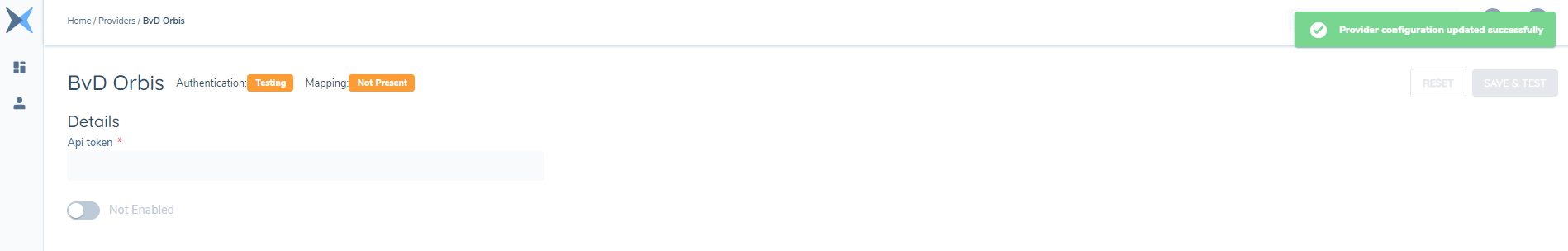 Test Request to the External Data Provider