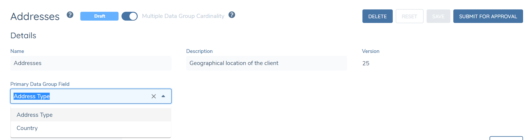 Primary Data Group Field
