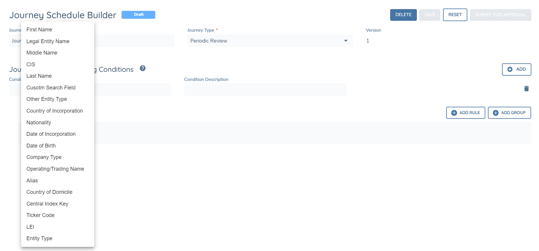Journey Schedule Builder - Indexable Fields