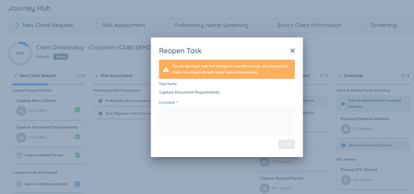 Warning Message for reopening of Completed Tasks
