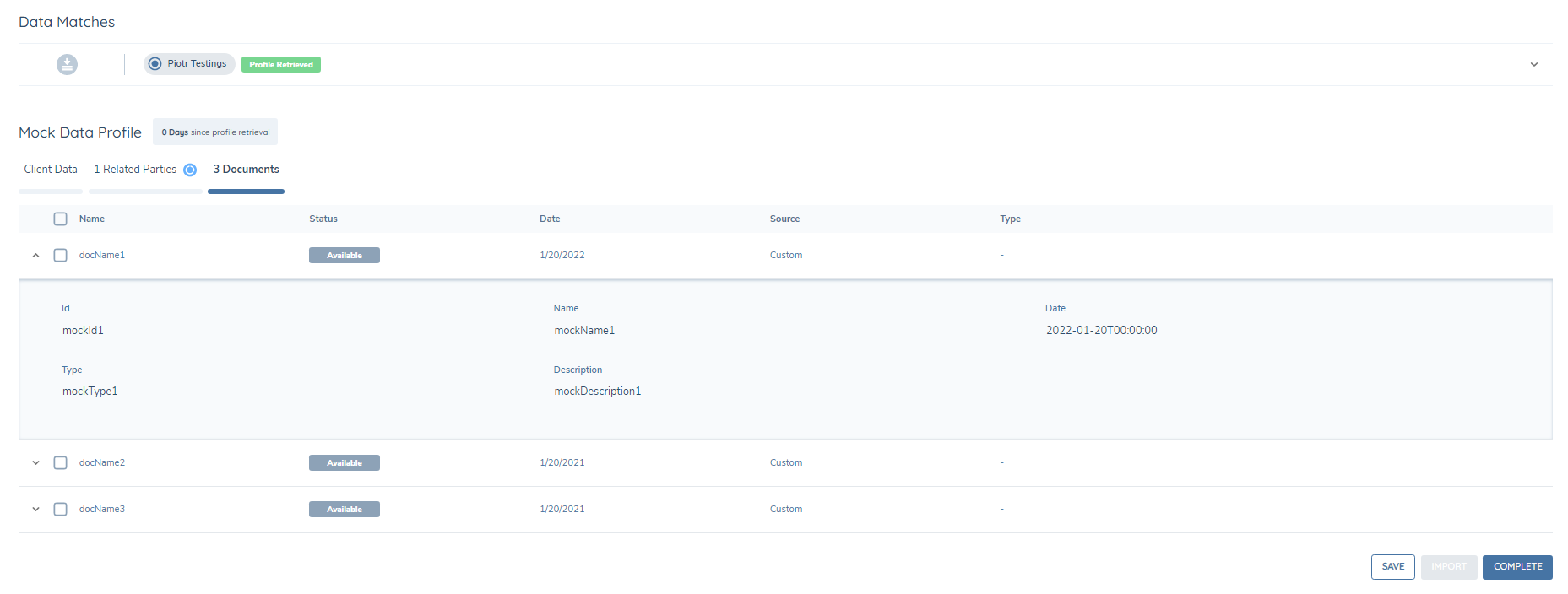 Individual Profile Documents Results
