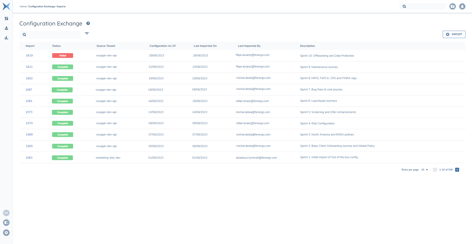 Configuration Exchange Landing Page