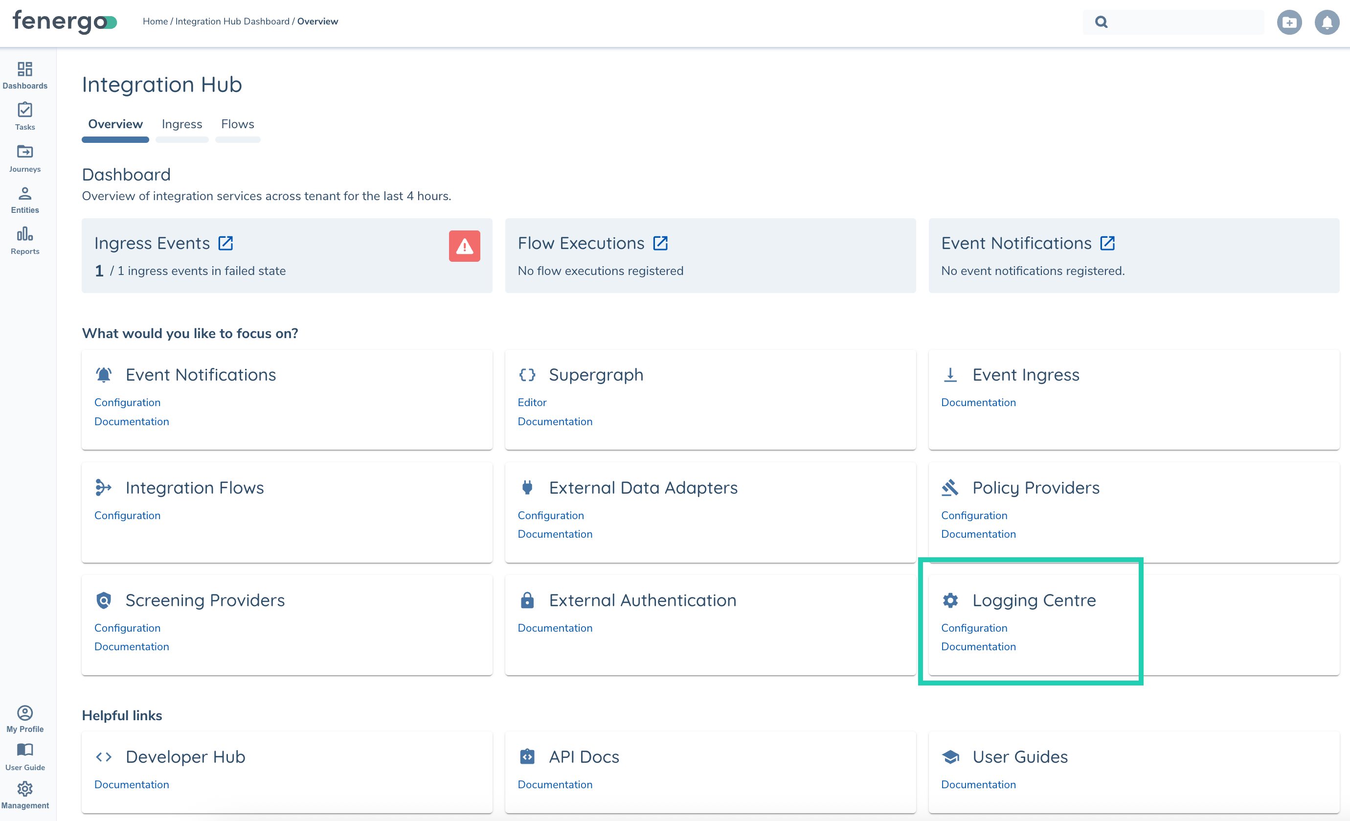 Logging Centre Configuration