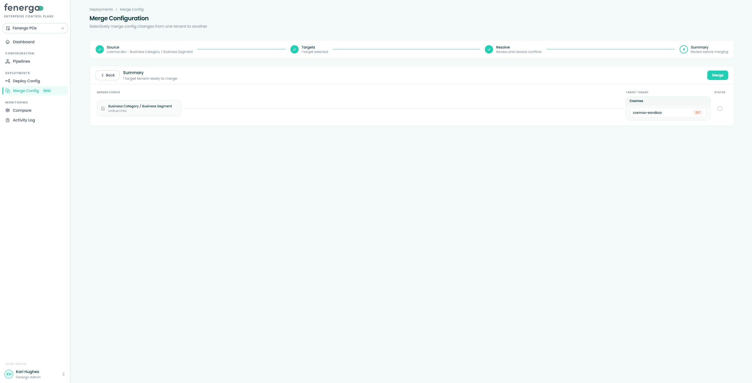 Merge Config — Summary and confirmation