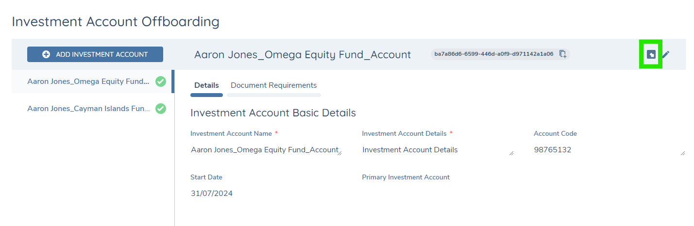Offboard Investment Account