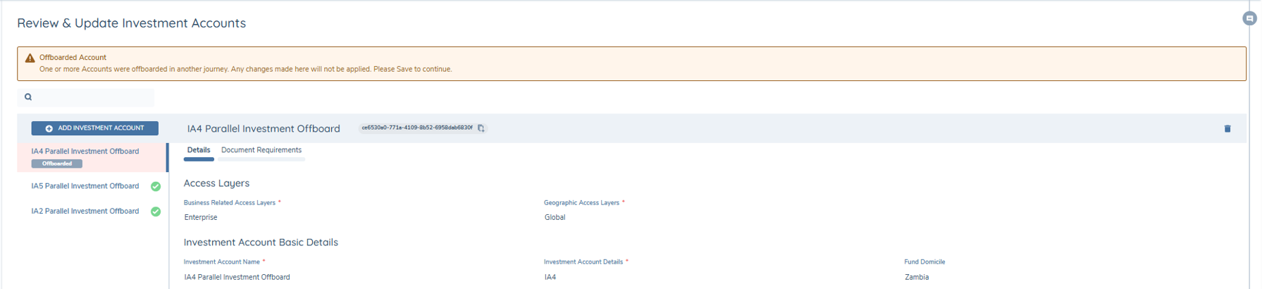 Investment Account Offboarding - Draft Exists