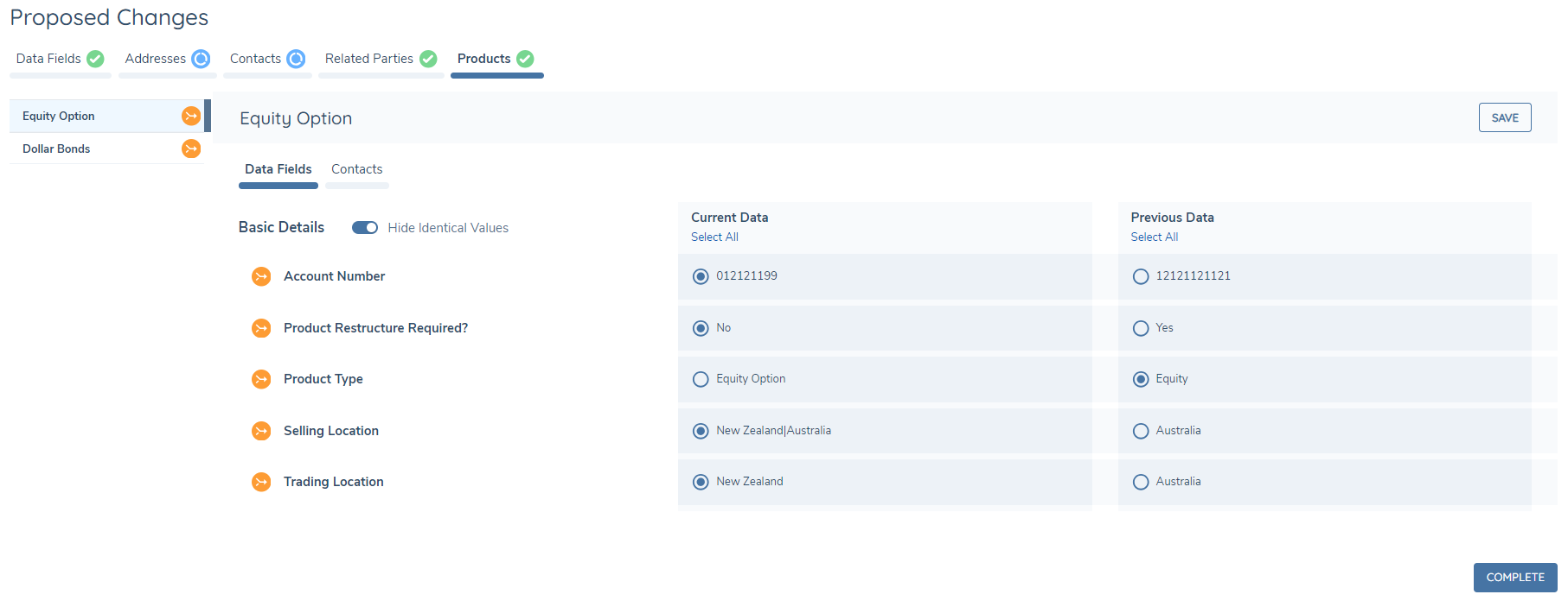 Edit Product Changes