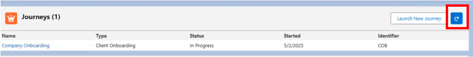 Refresh Journey List Button