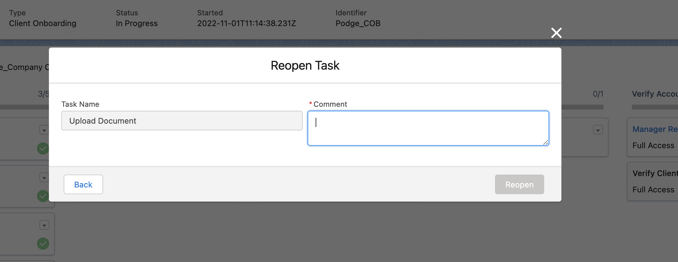 Reopen Task Modal