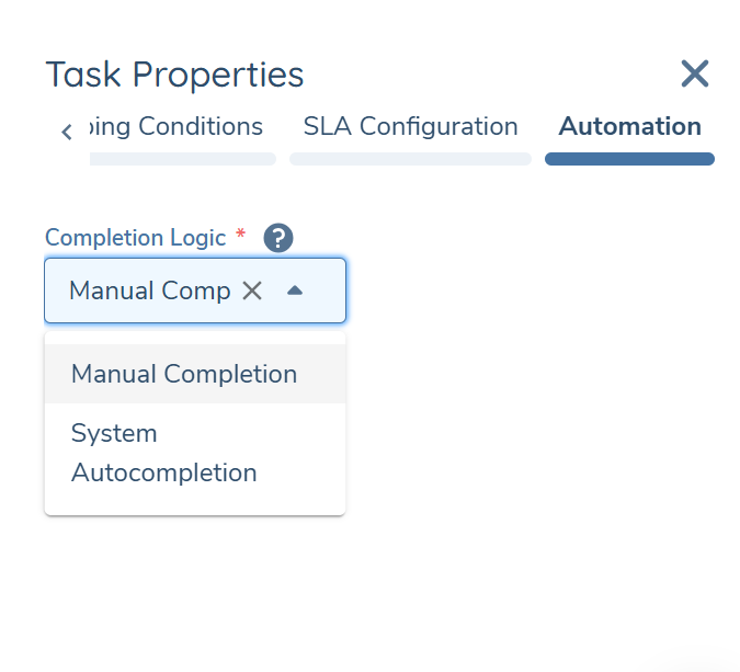Journey Builder Automation tab open with the Completion Logic dropdown expanded showing both options