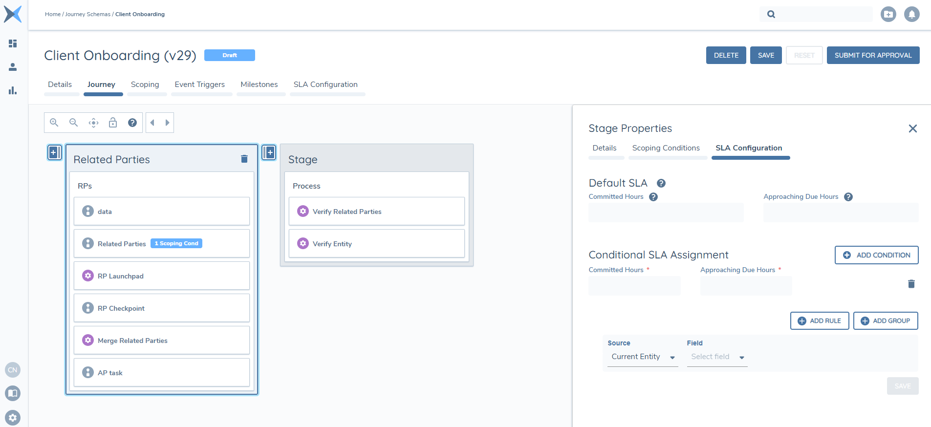 Stage SLA Configuration