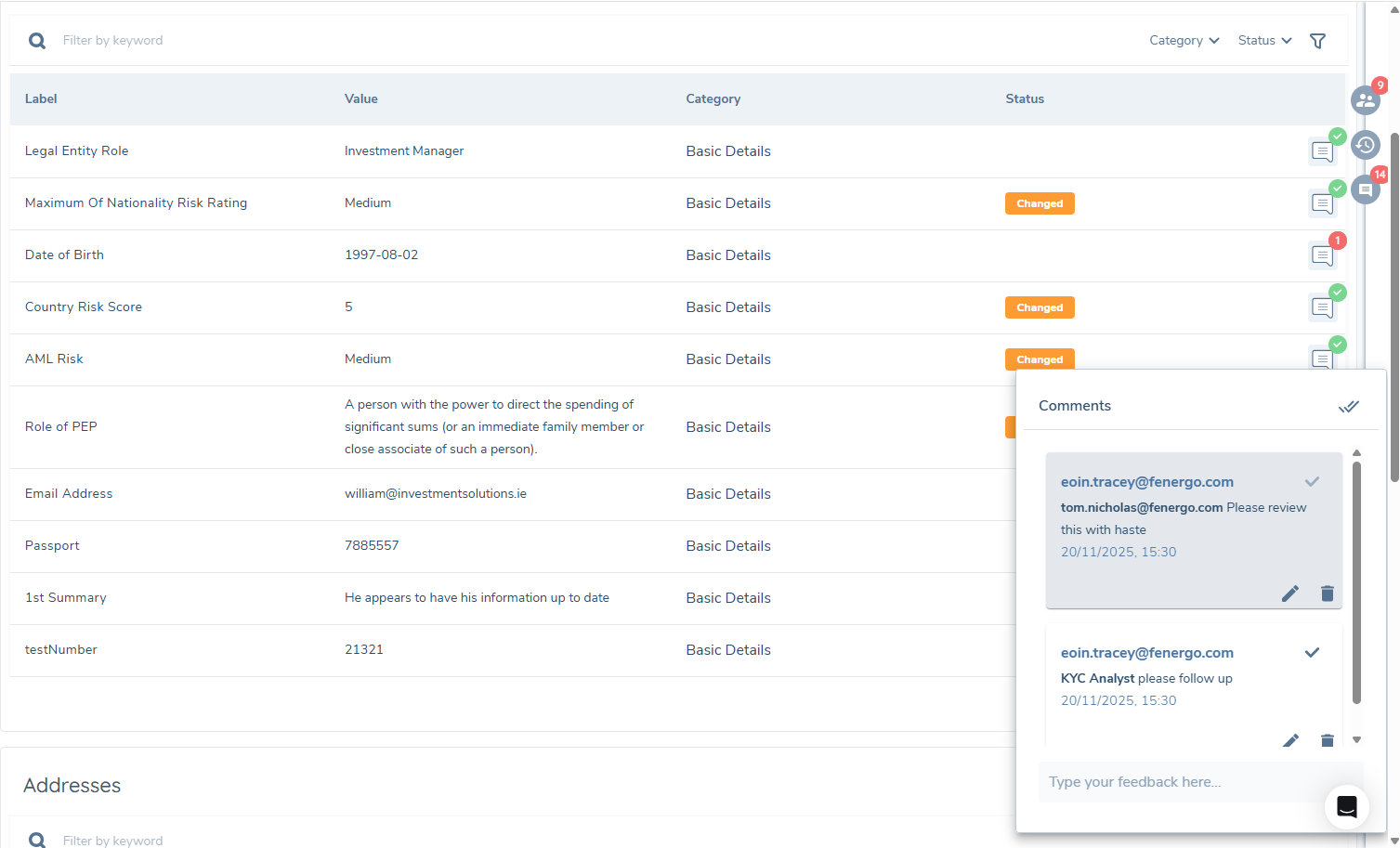 Resolved and Open Comments