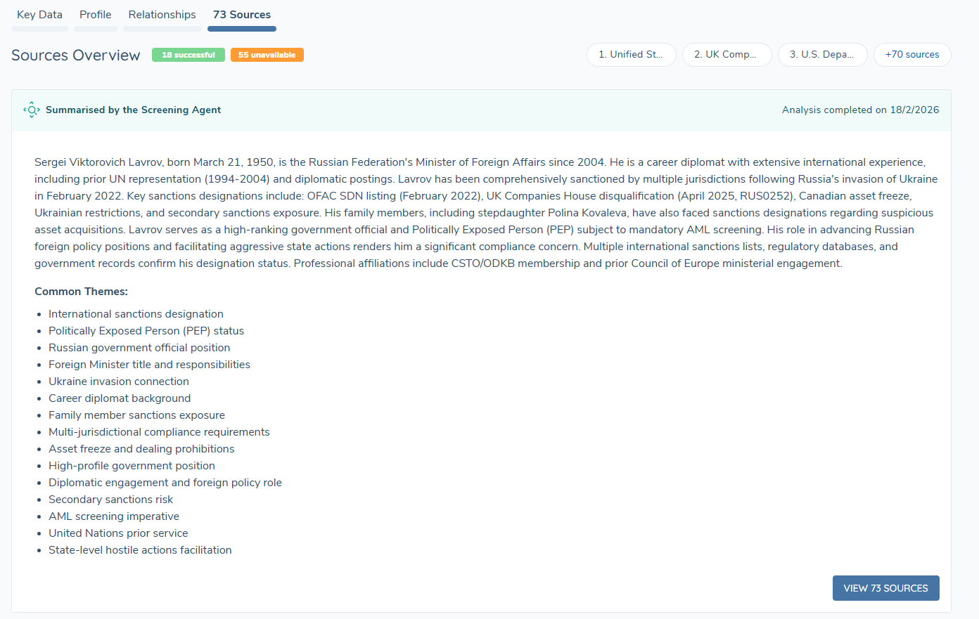 Sources Summarisation