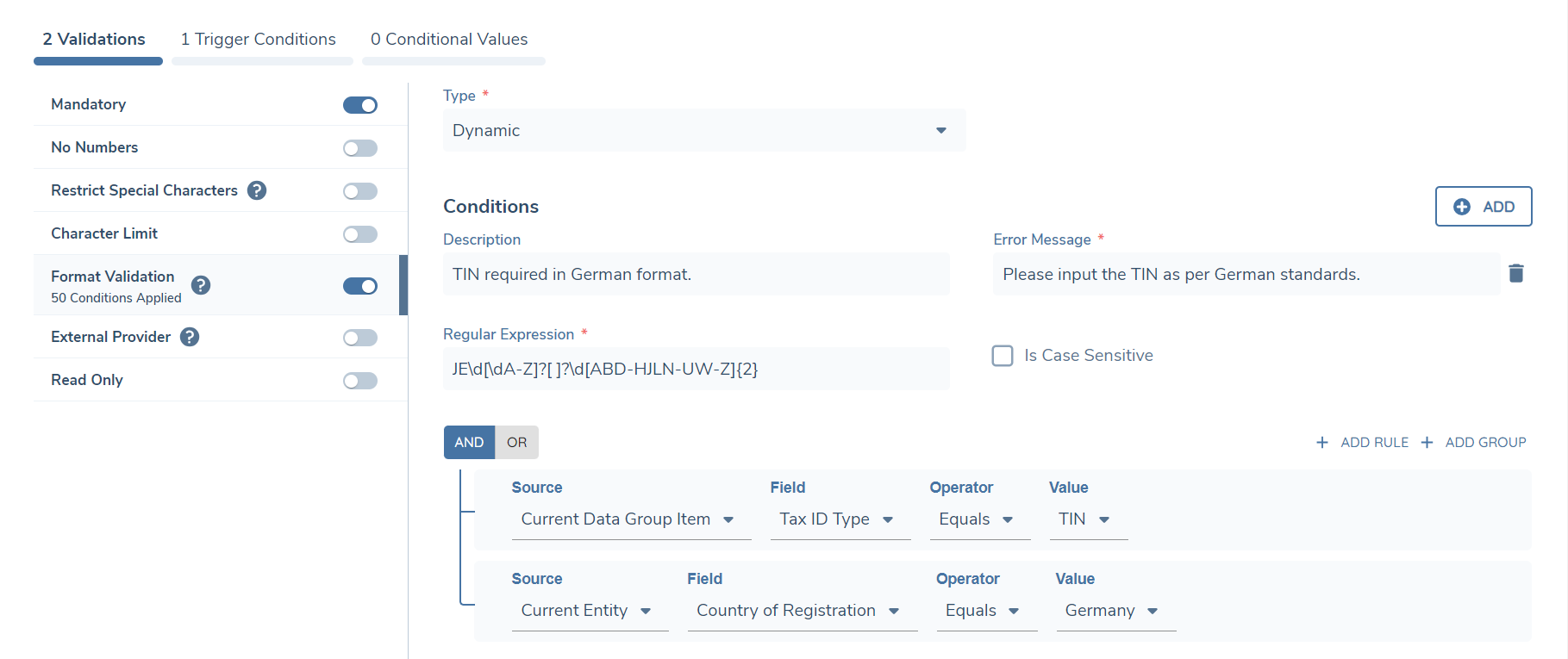 TIN Validation per Field