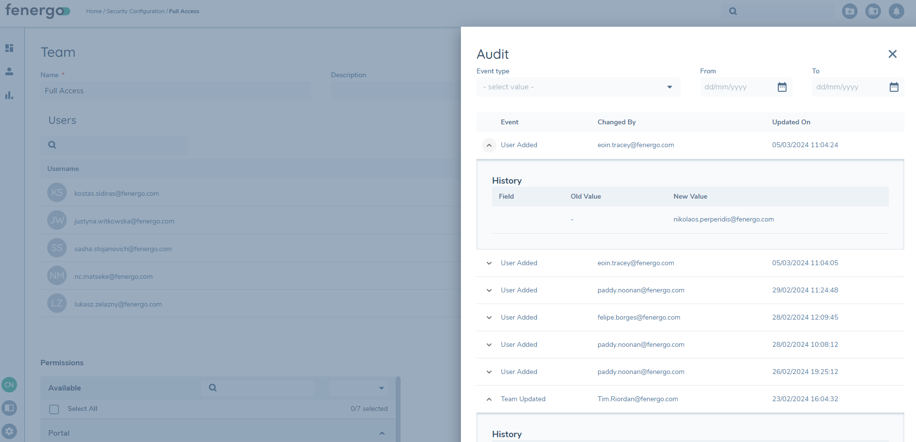 Security Config History Card