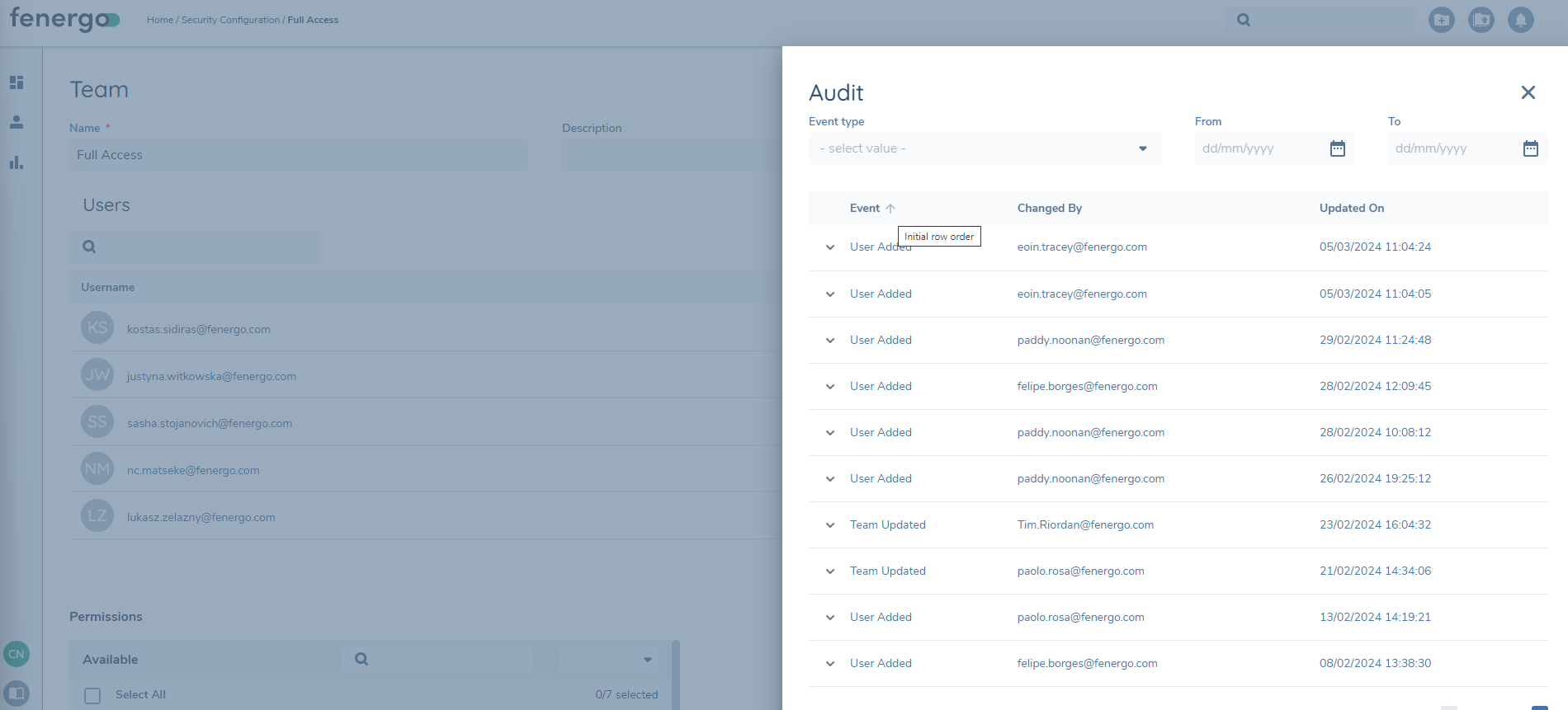 Security Config Sorting