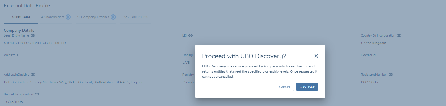 UBO Discovery Message