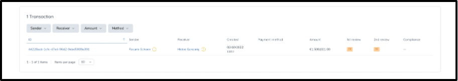 Transaction list section