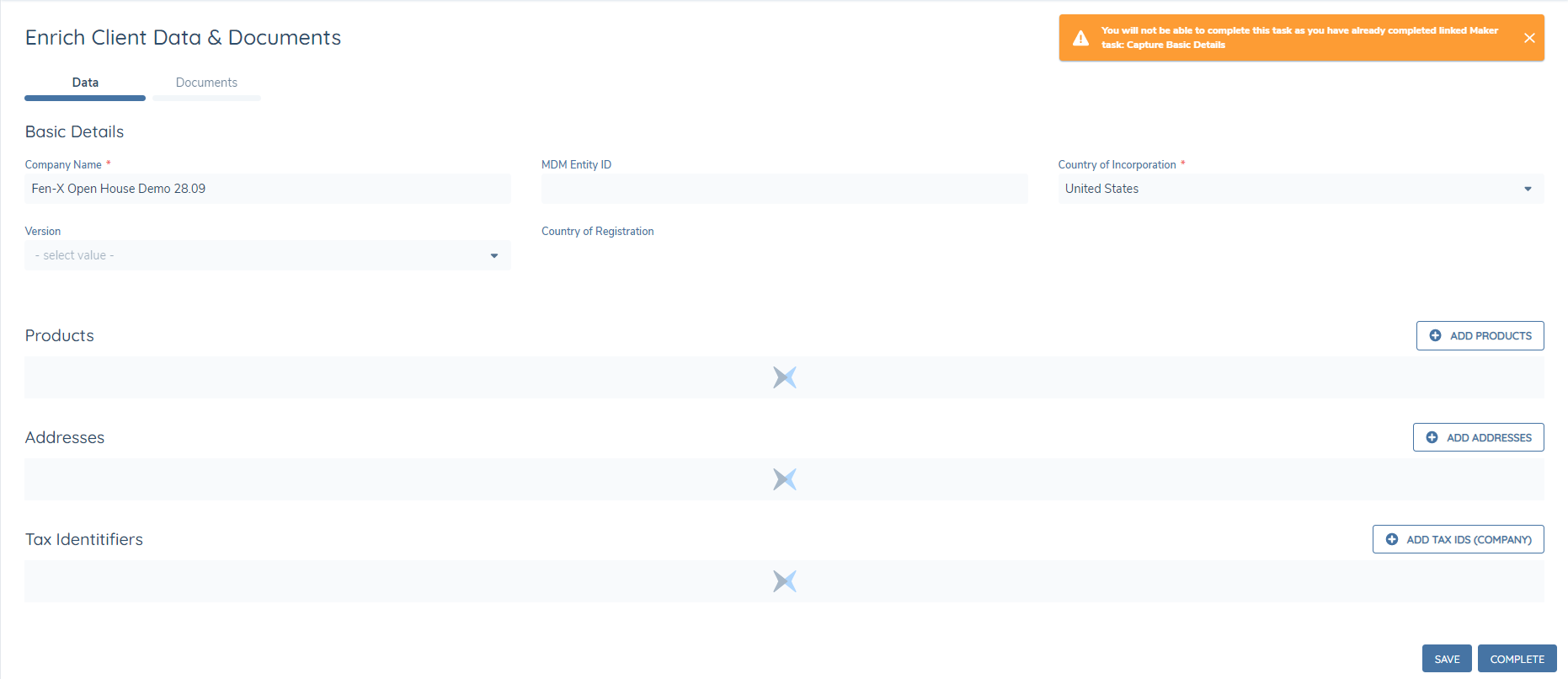 Warning on Maker Checker